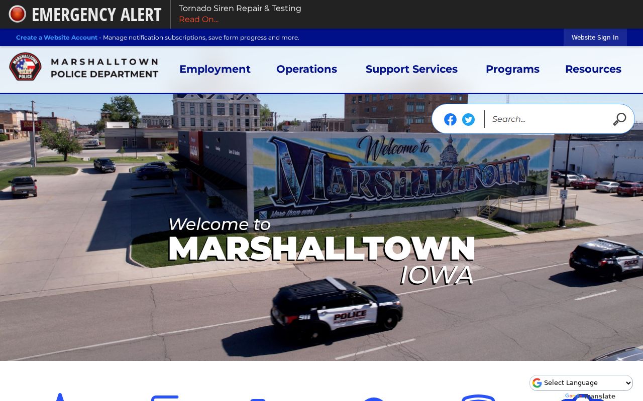 Marshalltown warrant contact information on the official police page
